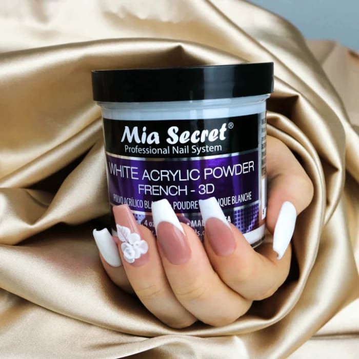 MIA SECRET WHITE ACRYLIC POWDER 4 oz. - OceanNailSupply