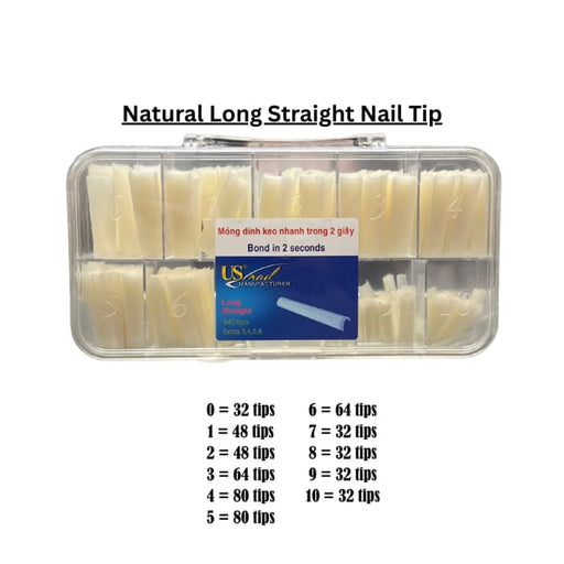 Natural Long Straight Nail Tips (Quick Bond) OceanNailSupply