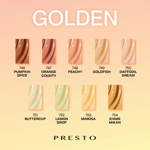 PRESTO Color Series: GOLDEN Set [9 Bottles] - OceanNailSupply