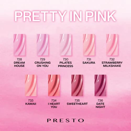 PRESTO Color Series: PRETTY IN PINK Set [9 Bottles] - OceanNailSupply