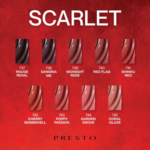 PRESTO Color Series: SCARLET Set [9 Bottles] - OceanNailSupply
