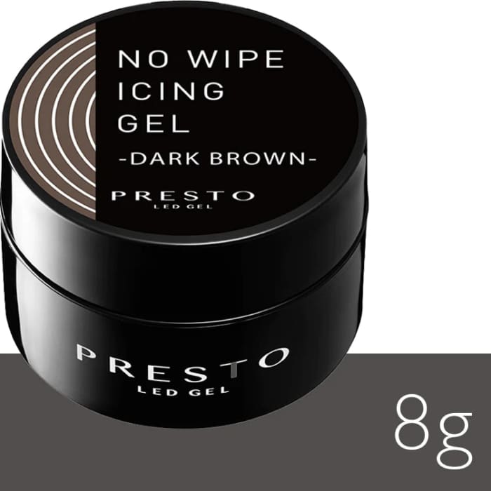 PRESTO NO WIPE ICING GEL DARK BROWN [8G] [JAR] - OceanNailSupply