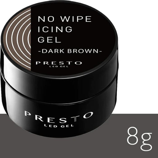 PRESTO NO WIPE ICING GEL DARK BROWN [8G] [JAR] - OceanNailSupply