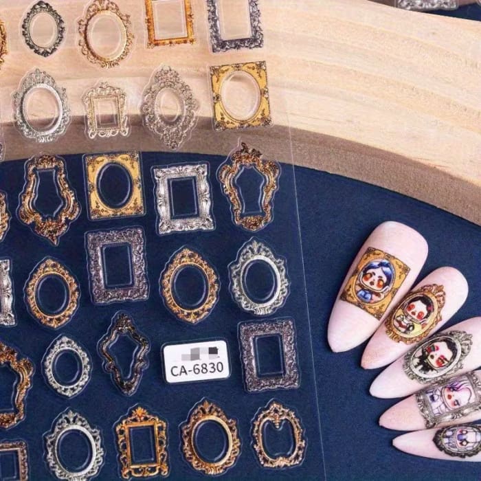 Retro Oil Painting Frame Stickers - OceanNailSupply