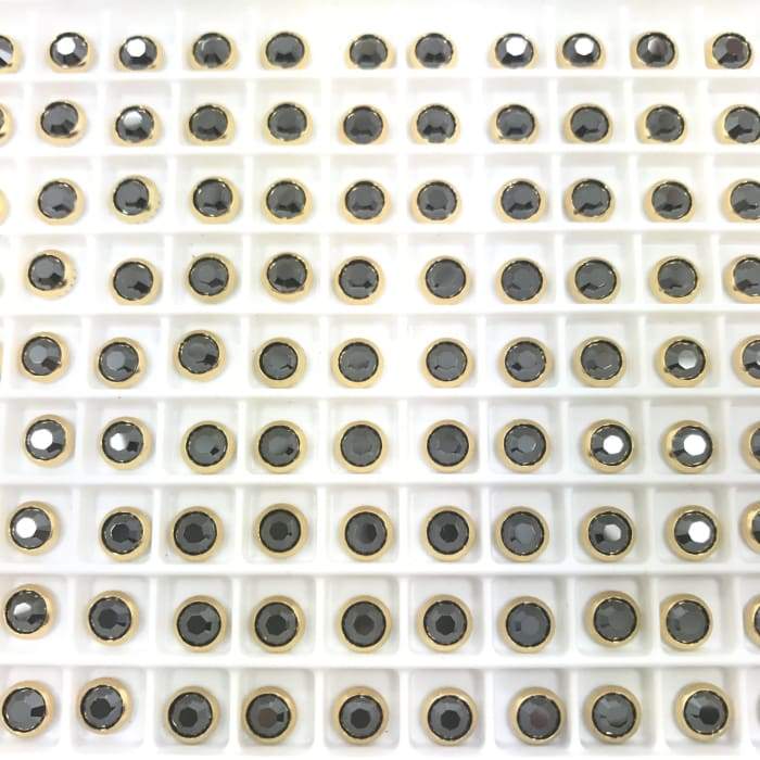 2039 Swarovski Jet Hematite Gold Ringed ( c ) OceanNailSupply