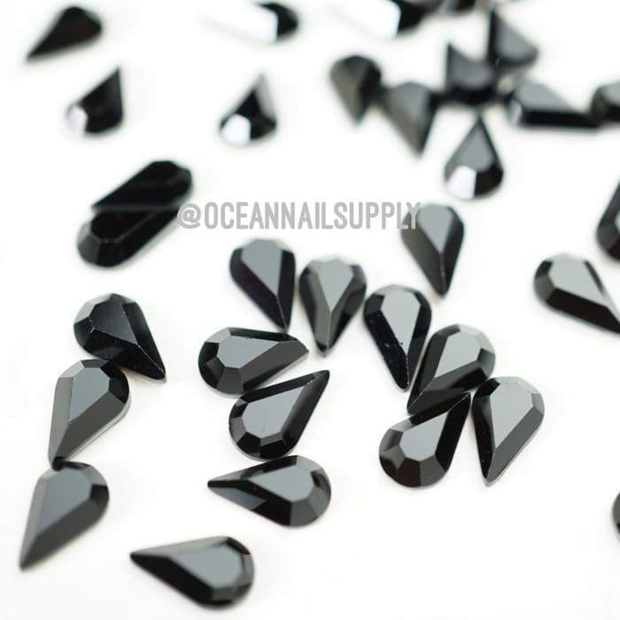 2300 Swarovski Teardrop Jet Flatback - OceanNailSupply