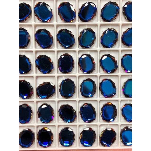 4142 Swarovski Baroque Mirror Meridian Blue 10 x 8 mm 3 pcs - OceanNailSupply