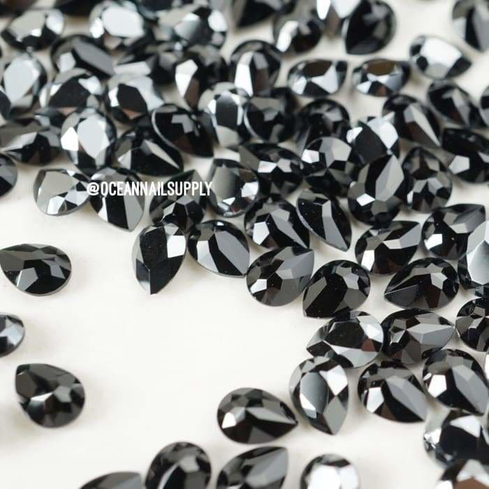 4320 Swarovski Pear Jet Hematite Fancy - OceanNailSupply