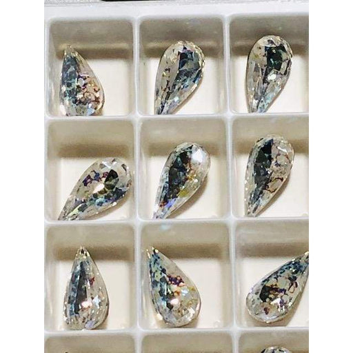 4322 Swarovski Long Pear White Patina Fancy - OceanNailSupply
