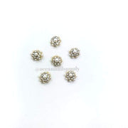 Charms - A010 Gold Flower with Crystal & Pearl - OceanNailSupply