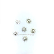 Charms - A011 Silver Flower with Crystal & Pearl - OceanNailSupply