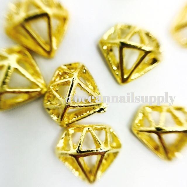 Charms - A013 Gold Diamond Frame - OceanNailSupply