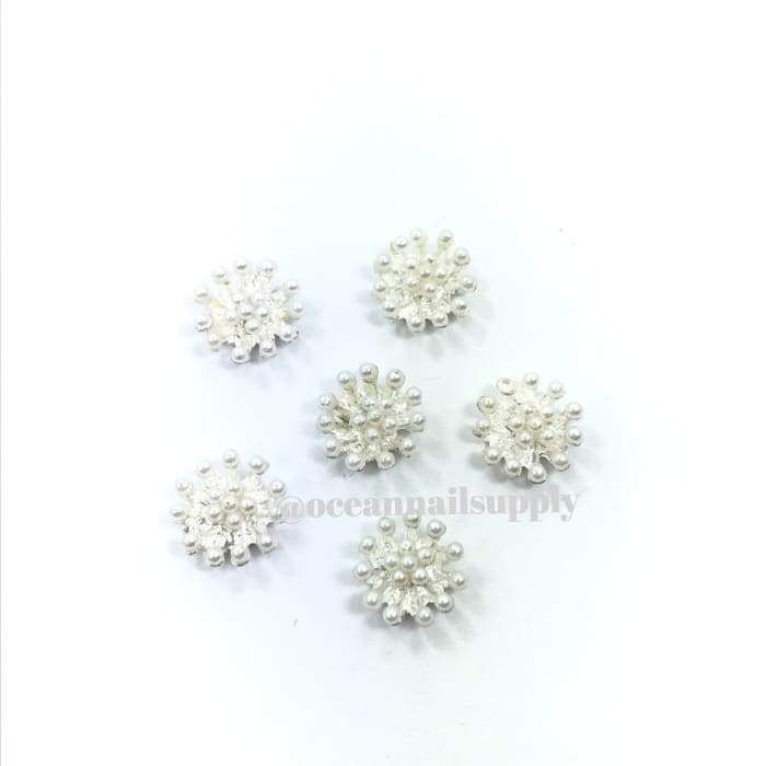 Charms - A018 Silver Charm with Pearls - OceanNailSupply