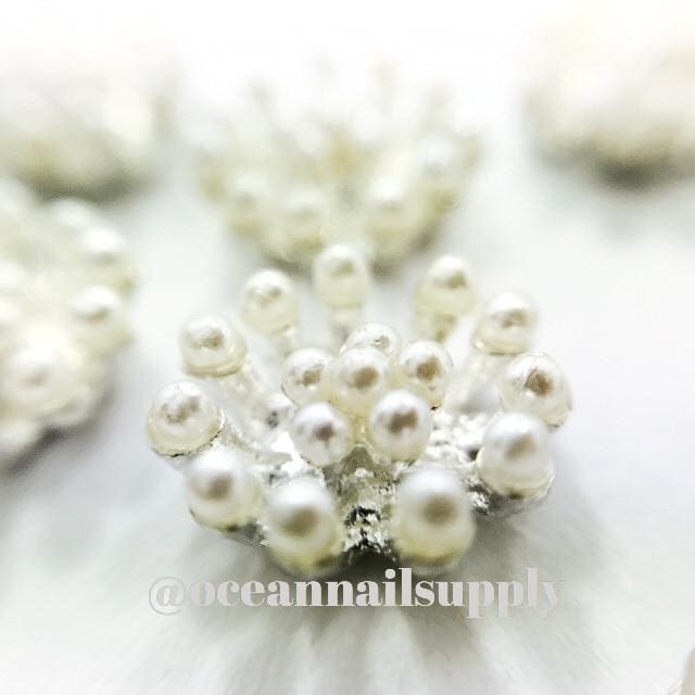 Charms - A018 Silver Charm with Pearls - OceanNailSupply