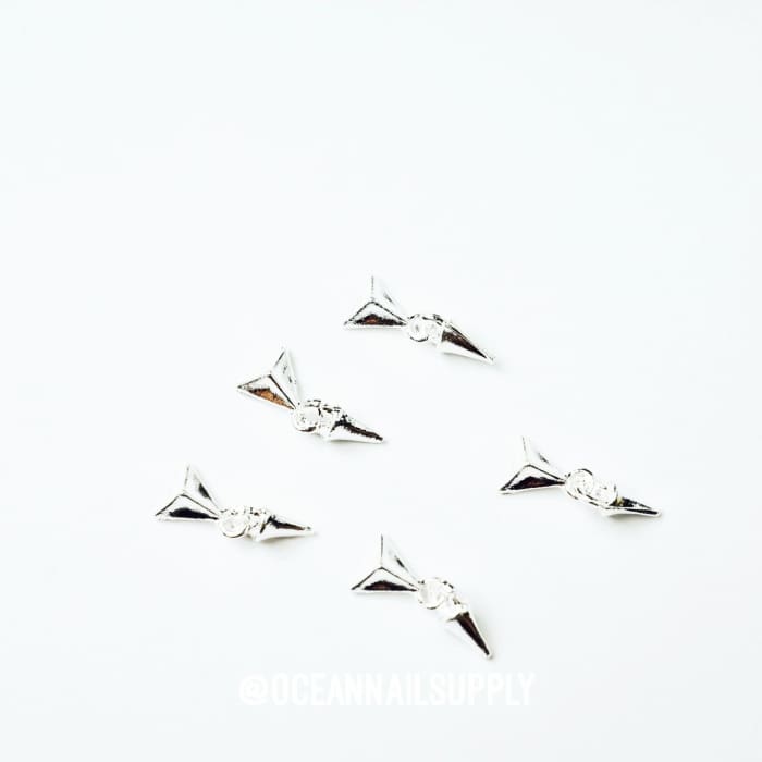 Charms - A209 Silver pyramid dangling charm with spike - OceanNailSupply