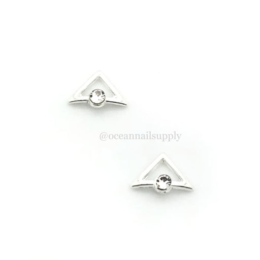 Charms - A237 Silver Triangle with Crystal - OceanNailSupply