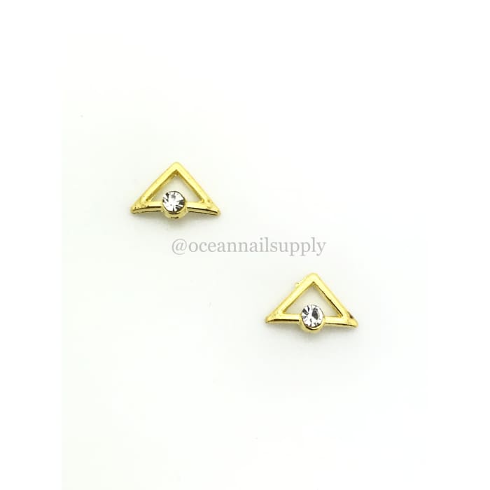 Charms - A238 Gold Triangle with Crystal - OceanNailSupply