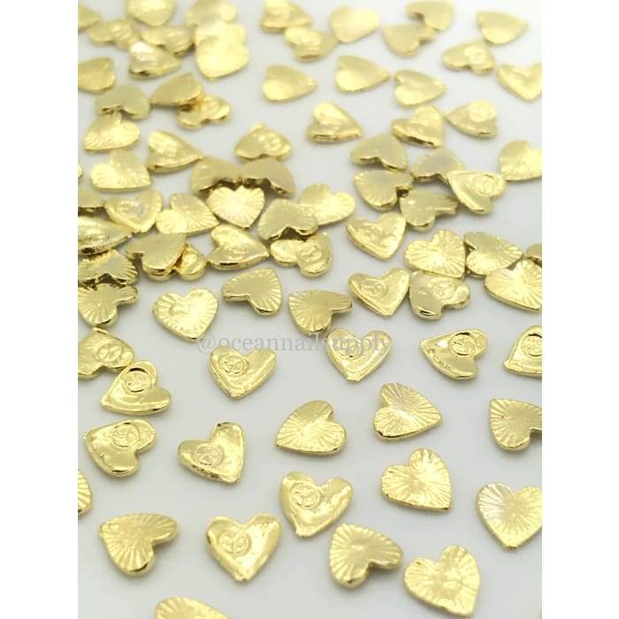 Charms - Texture Heart Gold - OceanNailSupply