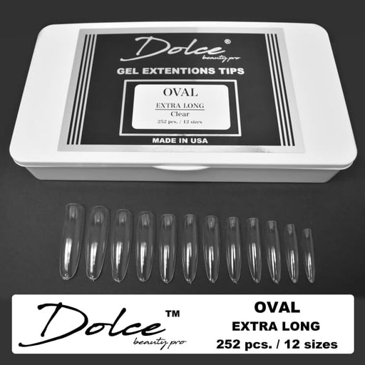Dolce® Gel Extentions Tips - Oval - Extra Long - Clear - OceanNailSupply