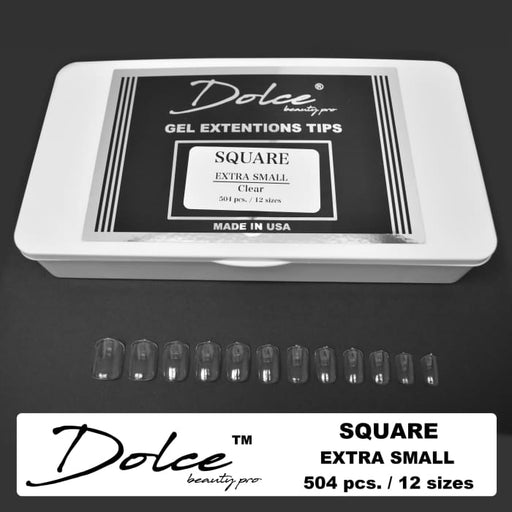 Dolce® Gel Extentions Tips - Square - Extra Small - Clear - OceanNailSupply