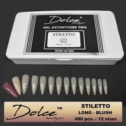 Dolce® Gel Extentions Tips - Stiletto - Long - Blush - OceanNailSupply