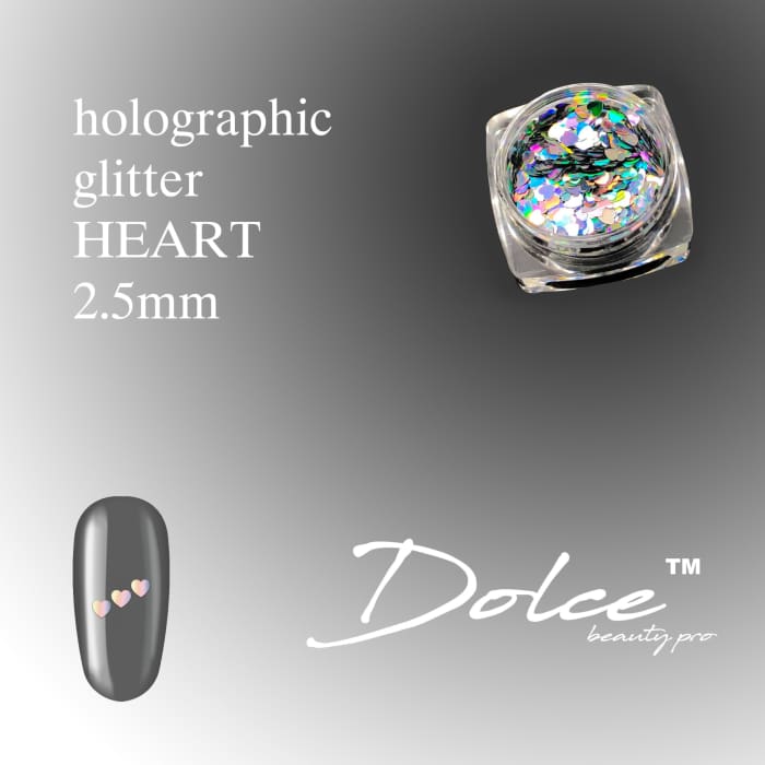 Dolce® Holographic Glitter - Heart 2.5mm - OceanNailSupply