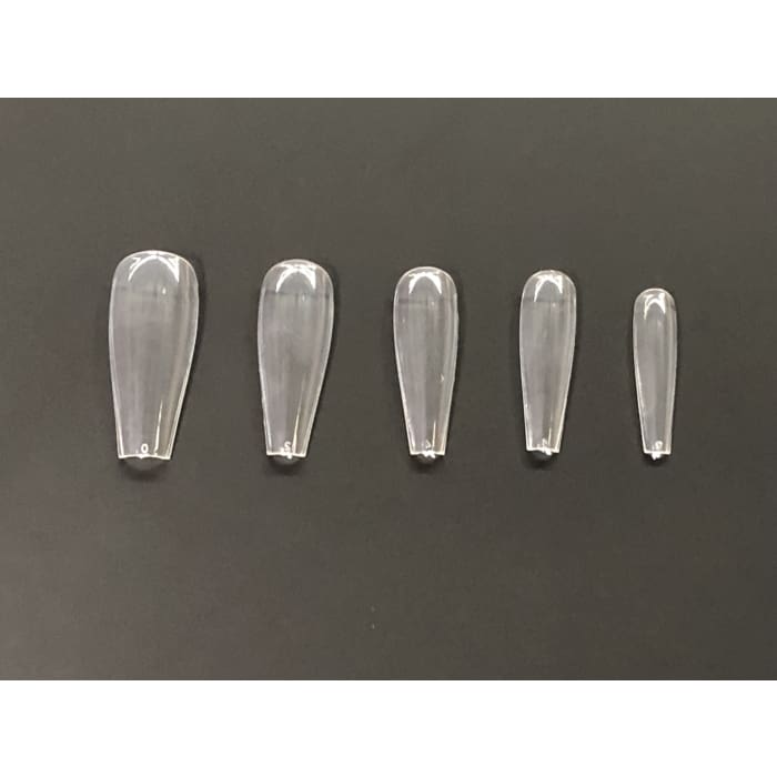 Full-Cover Long Coffin - Clear - OceanNailSupply