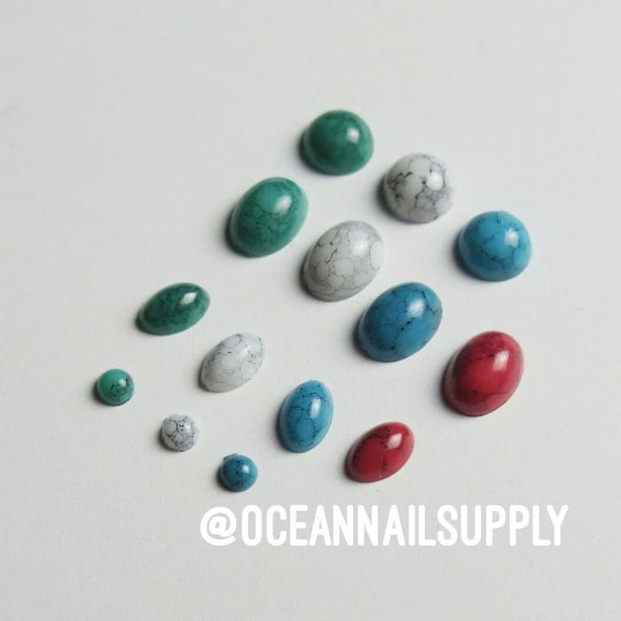 Marble stone Pointed Oval - Jade - OceanNailSupply