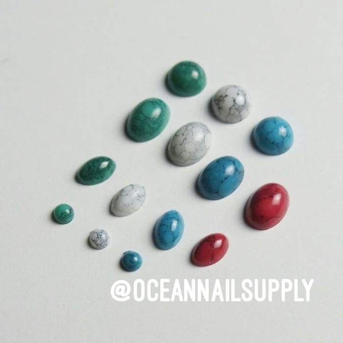 Marble stone Pointed Oval - Red - OceanNailSupply
