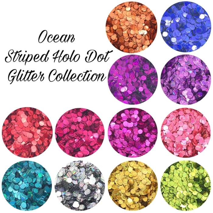 Ocean Striped Holo Dot Glitter Collection - OceanNailSupply