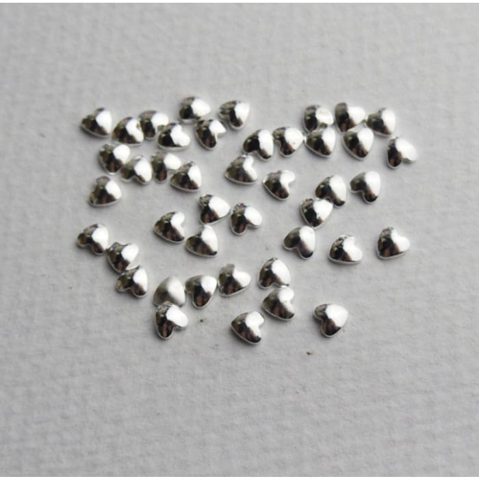 Solid Metal Gold/Silver Heart Studs 4mm 50pcs - OceanNailSupply