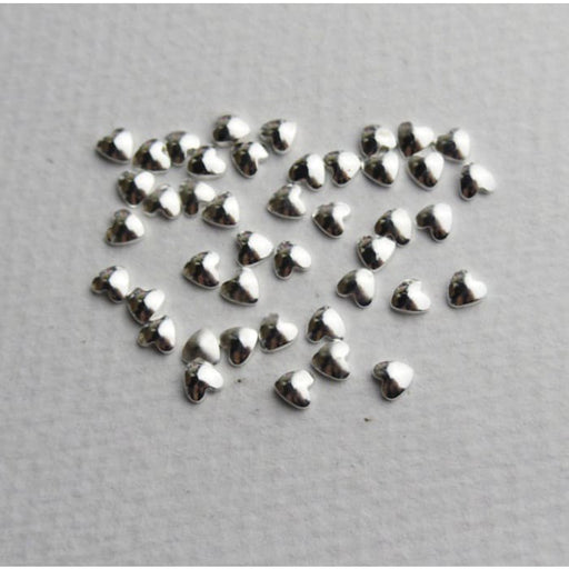 Solid Metal Gold/Silver Heart Studs 4mm 50pcs - OceanNailSupply