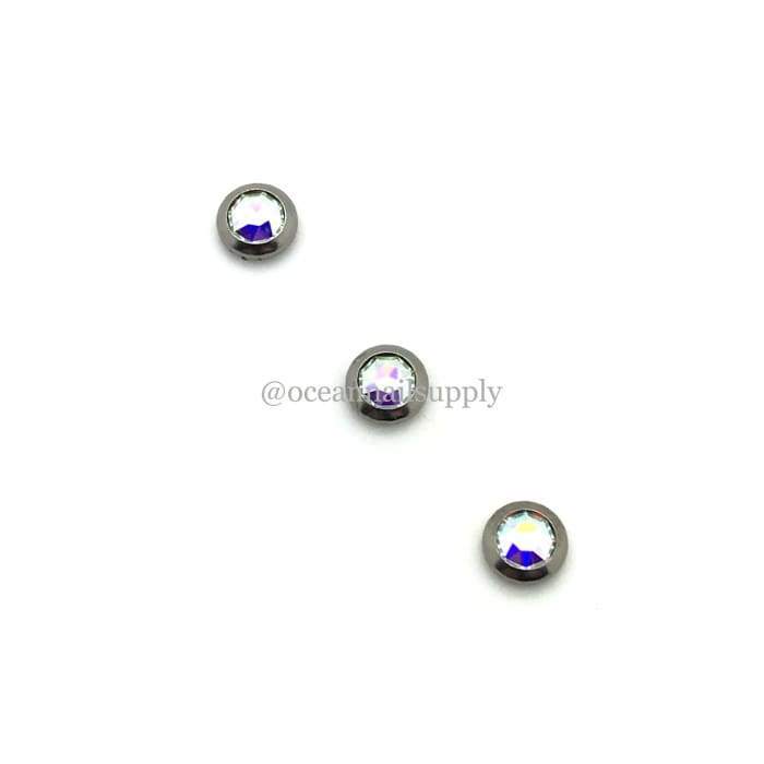 2078/H Swarovski Crystal AB Gunmetal Ringed - OceanNailSupply